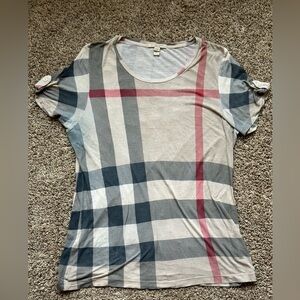 Burberry Plaid Scoop Neck Top Size XL